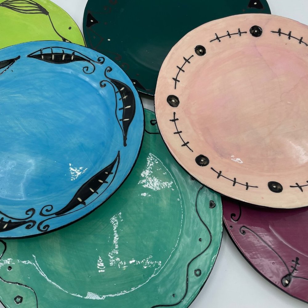 Vintage set of 6 Kri Kri Studio 8" ceramic plates Set#2